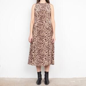 Vintage Misho Silk Leopard Print Sleeveless Midi Tank Dress Size 6